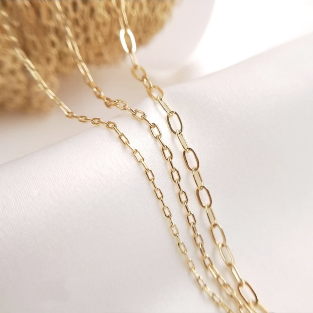 14K Gold Plated Rectangular O Cross Chain - 45 to 50cms