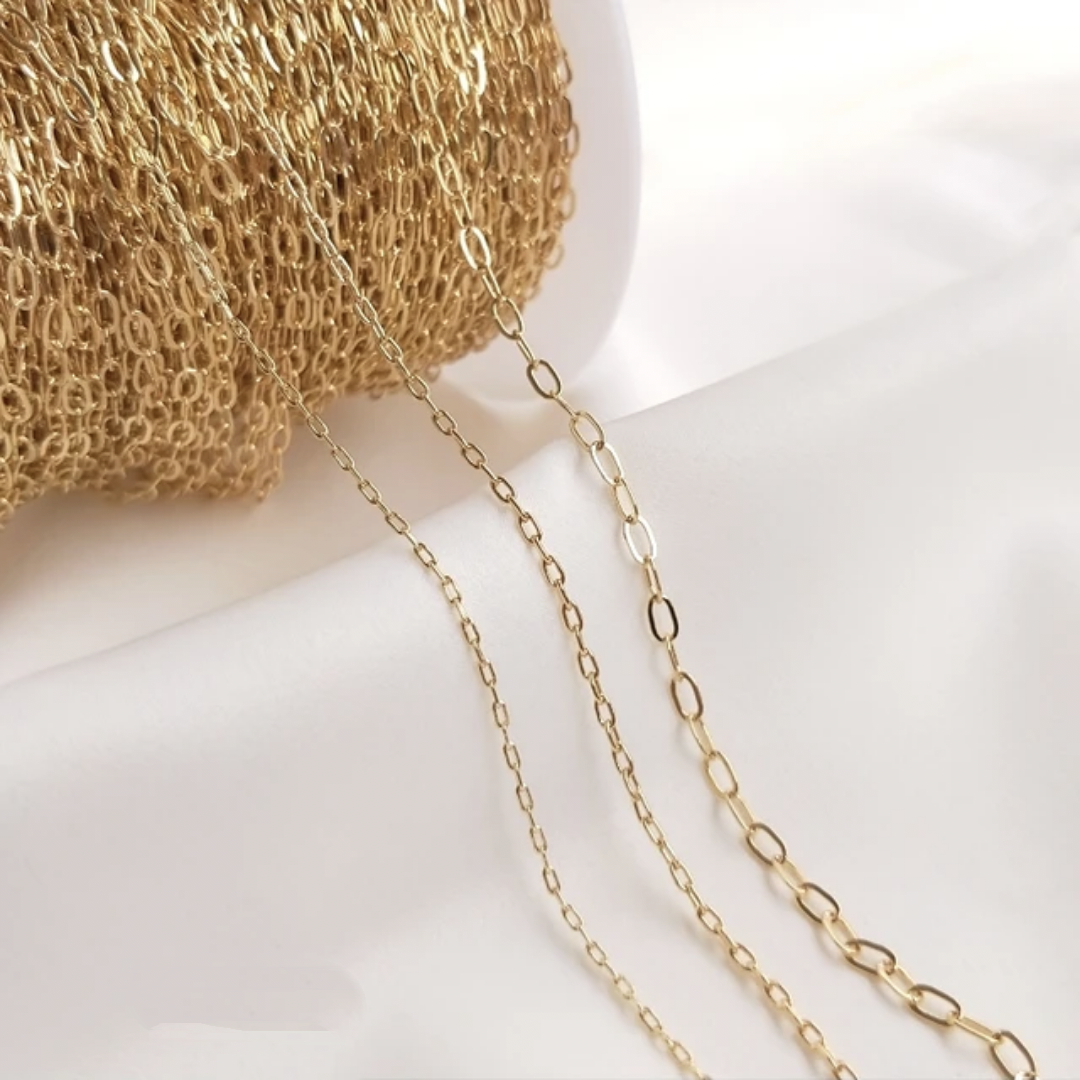 14K Gold Plated Rectangular O Cross Chain - 45 to 50cms