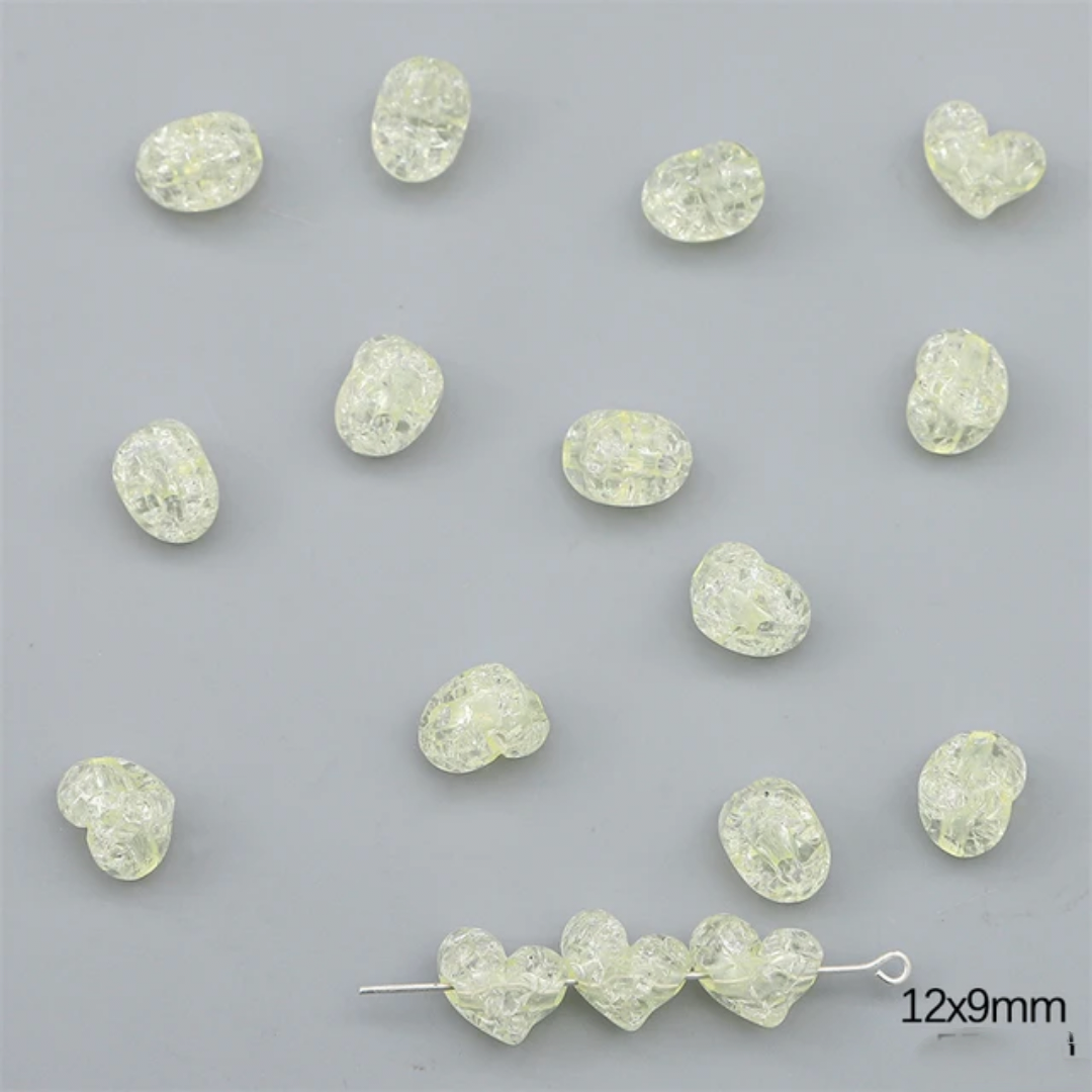 Acrylic Crackle Heart Bead - 1 Piece