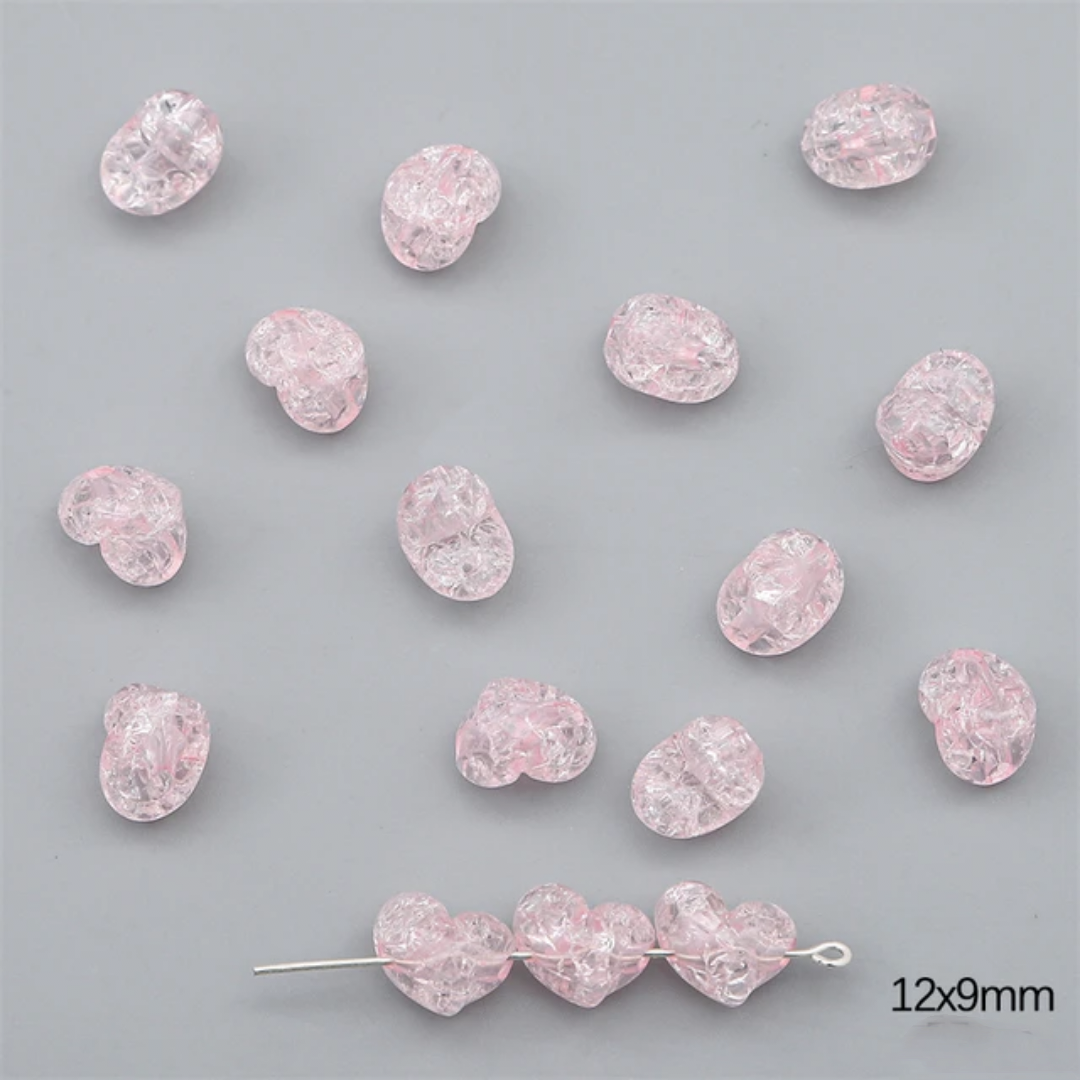 Acrylic Crackle Heart Bead - 1 Piece