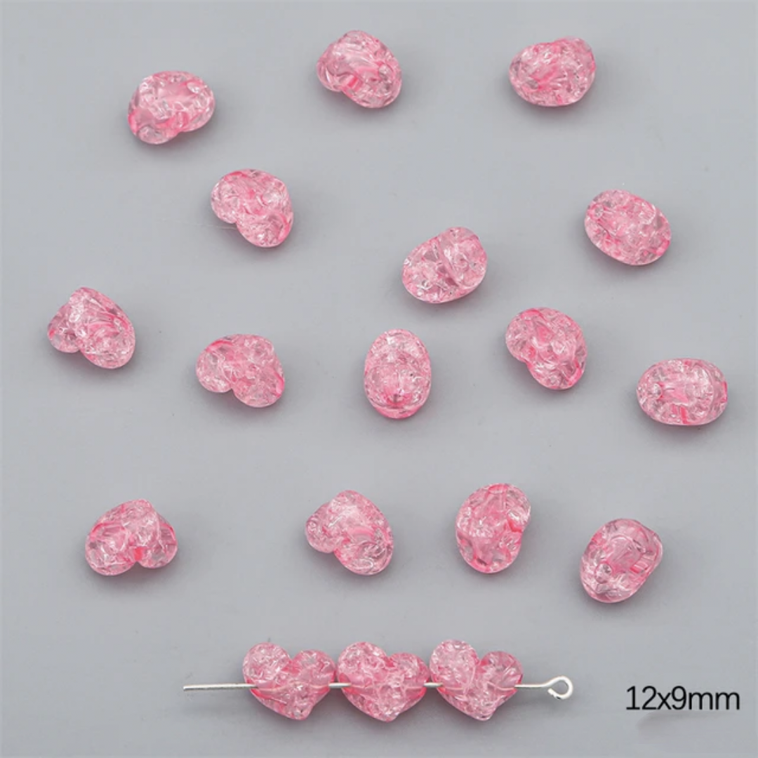 Acrylic Crackle Heart Bead - 1 Piece
