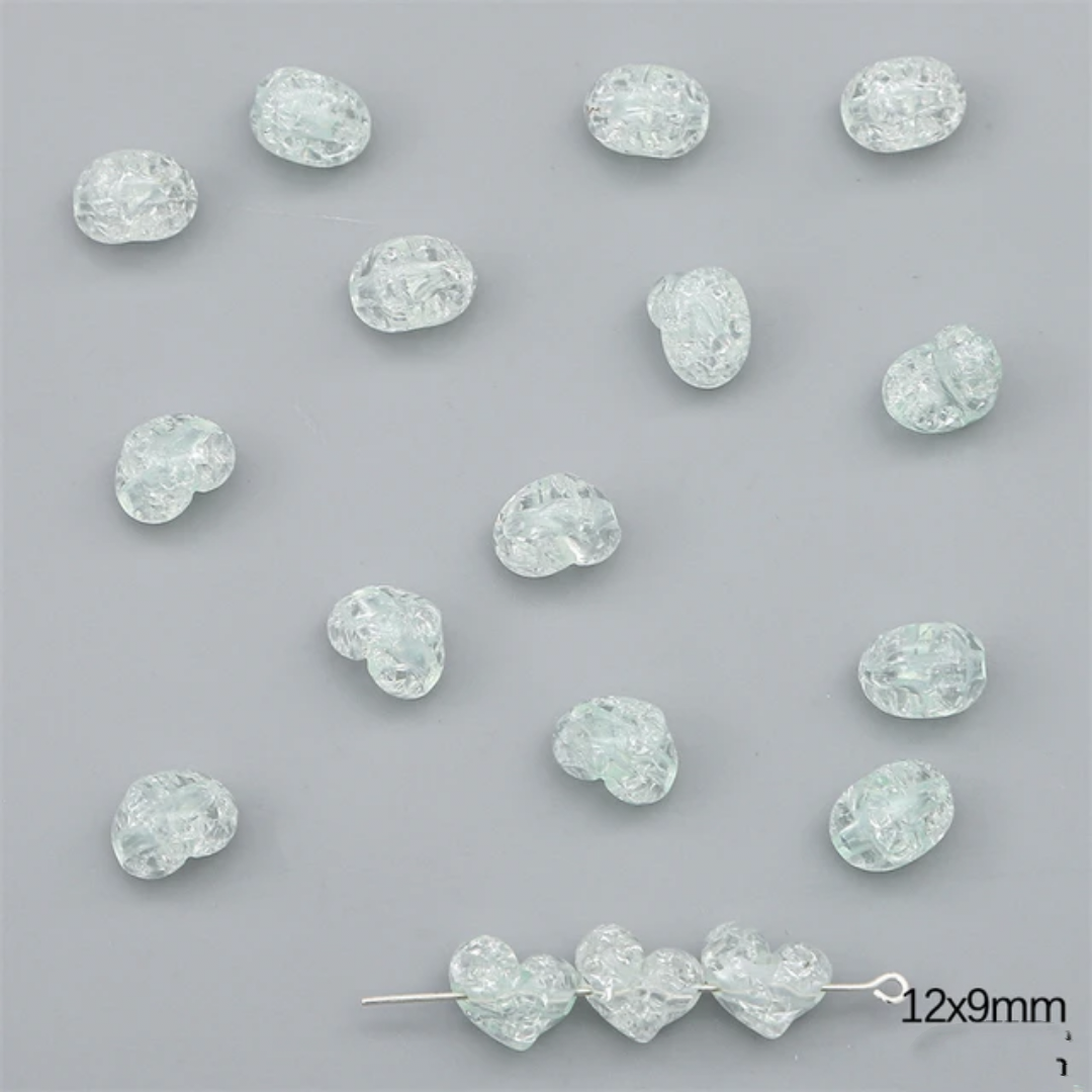 Acrylic Crackle Heart Bead - 1 Piece