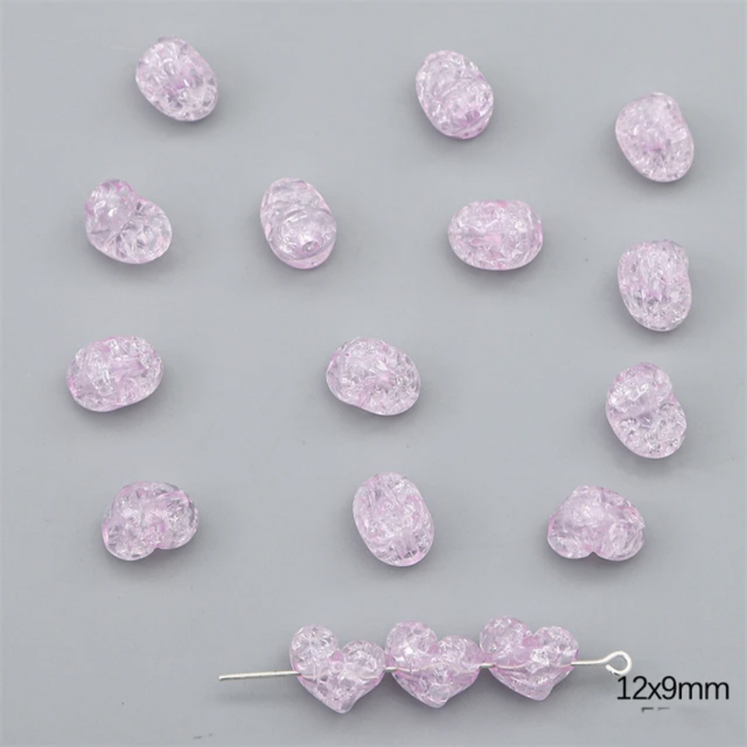 Acrylic Crackle Heart Bead - 1 Piece