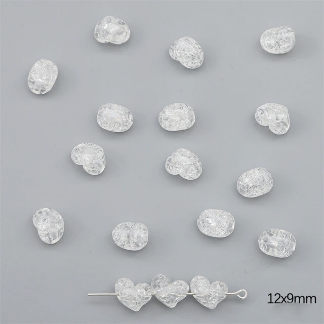 Acrylic Crackle Heart Bead - 1 Piece