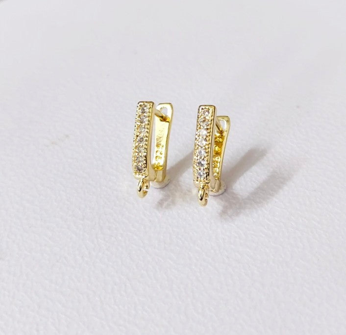 18K Gold Plated CZ Square Stud - 1 Pair