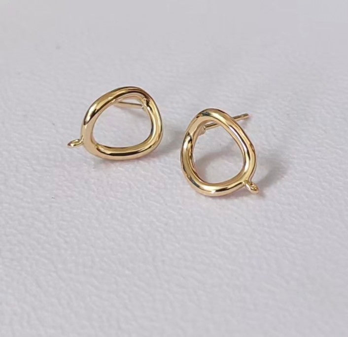 14k Gold Plated Oval Stud