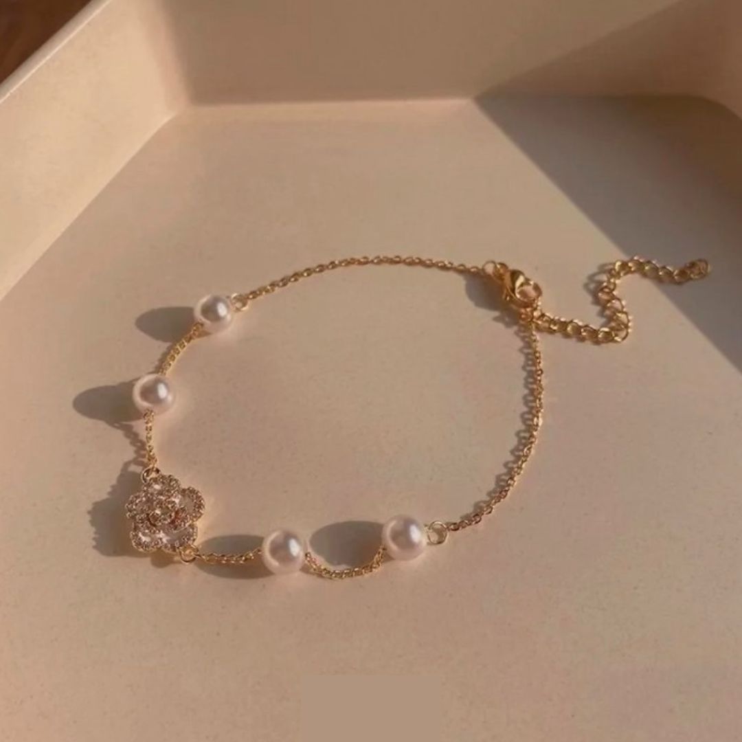 Flower with Stone Bracelet