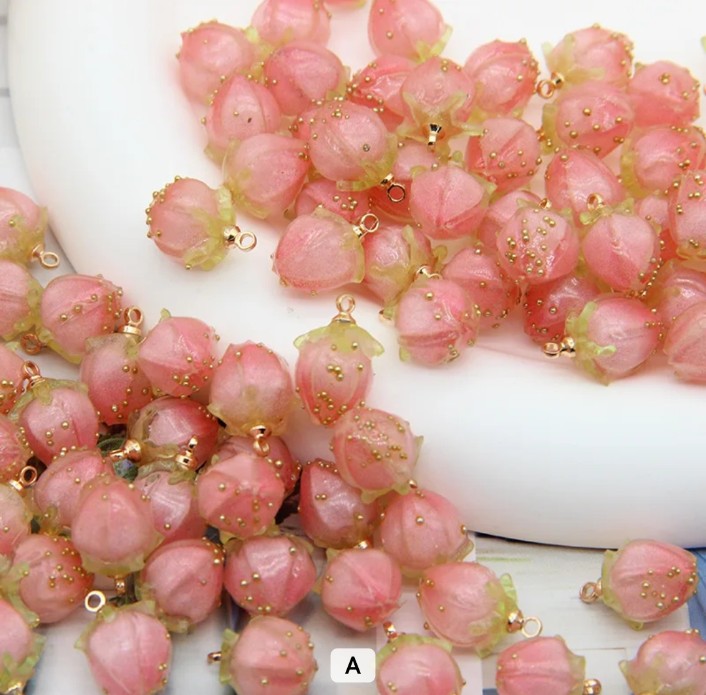 Dry Flower Peach Charm 15*10mm - 1 Piece