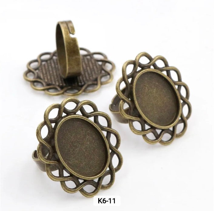 Vintage Brass Oval Rings 13*18mm - Design 3