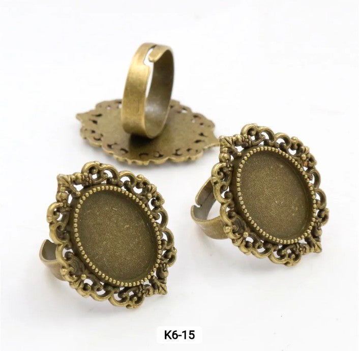 Vintage Brass Oval Rings 13*18mm - Design 4