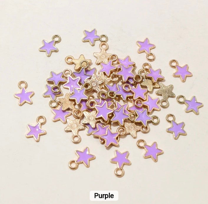 Star Enamel Charm 6*8mm - Pack of 5 Pieces