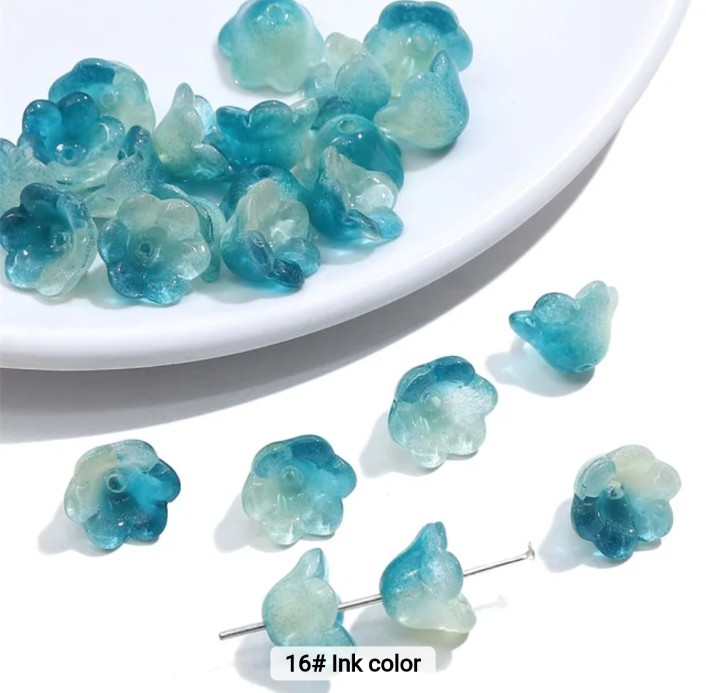Gradient Ink Blue Orchid Glass Bead 12*7mm - 1 Piece