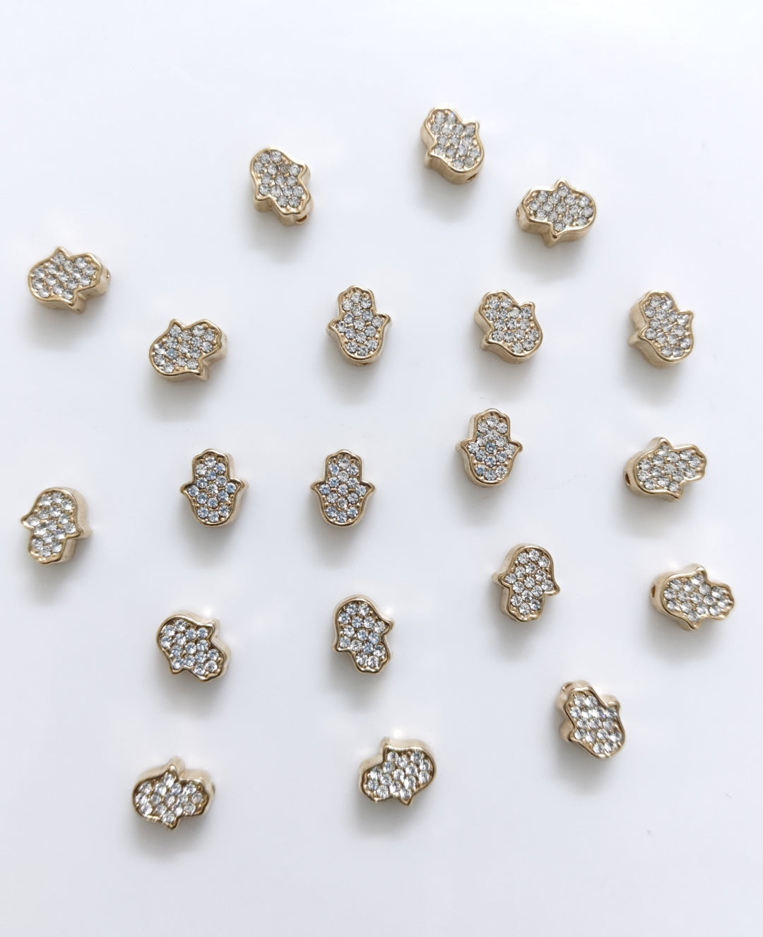 Rhinestone Palm Bead Charm - 1 Piece