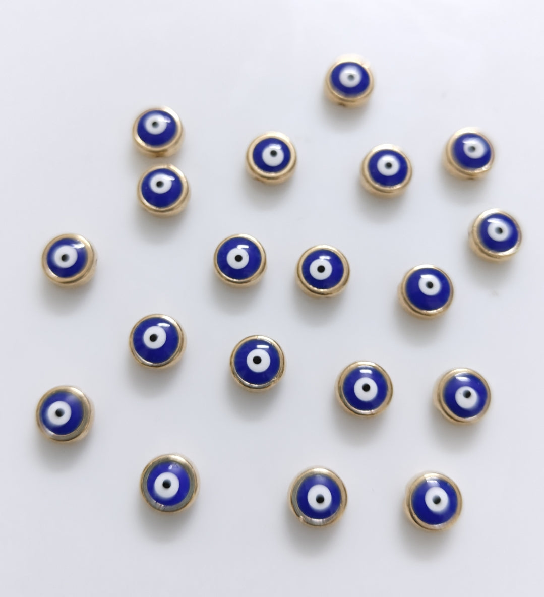 Evil Eye Flat Enamel Bead Charm - 1 Piece