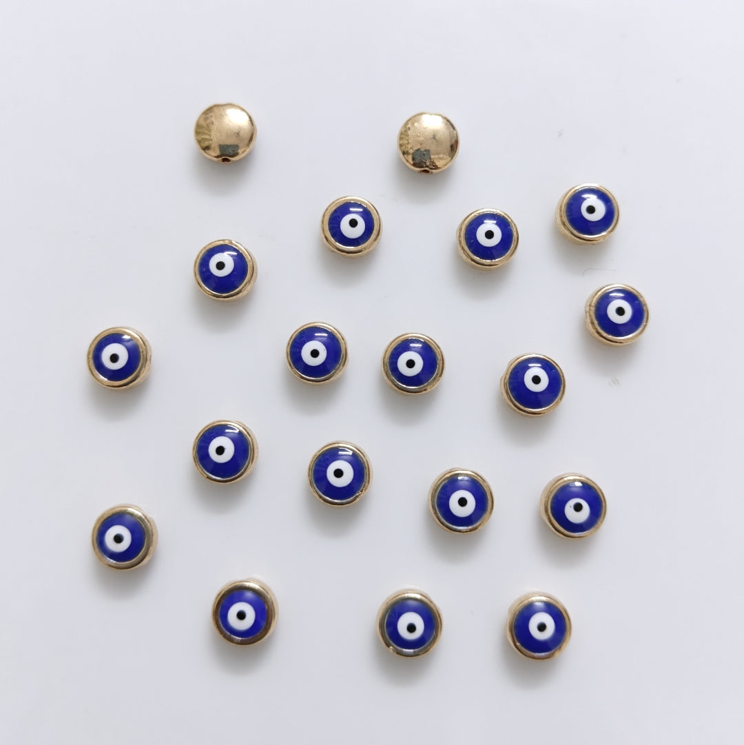 Evil Eye Flat Enamel Bead Charm - 1 Piece