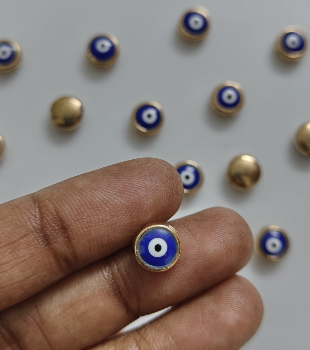 Evil Eye Flat Enamel Bead Charm - 1 Piece