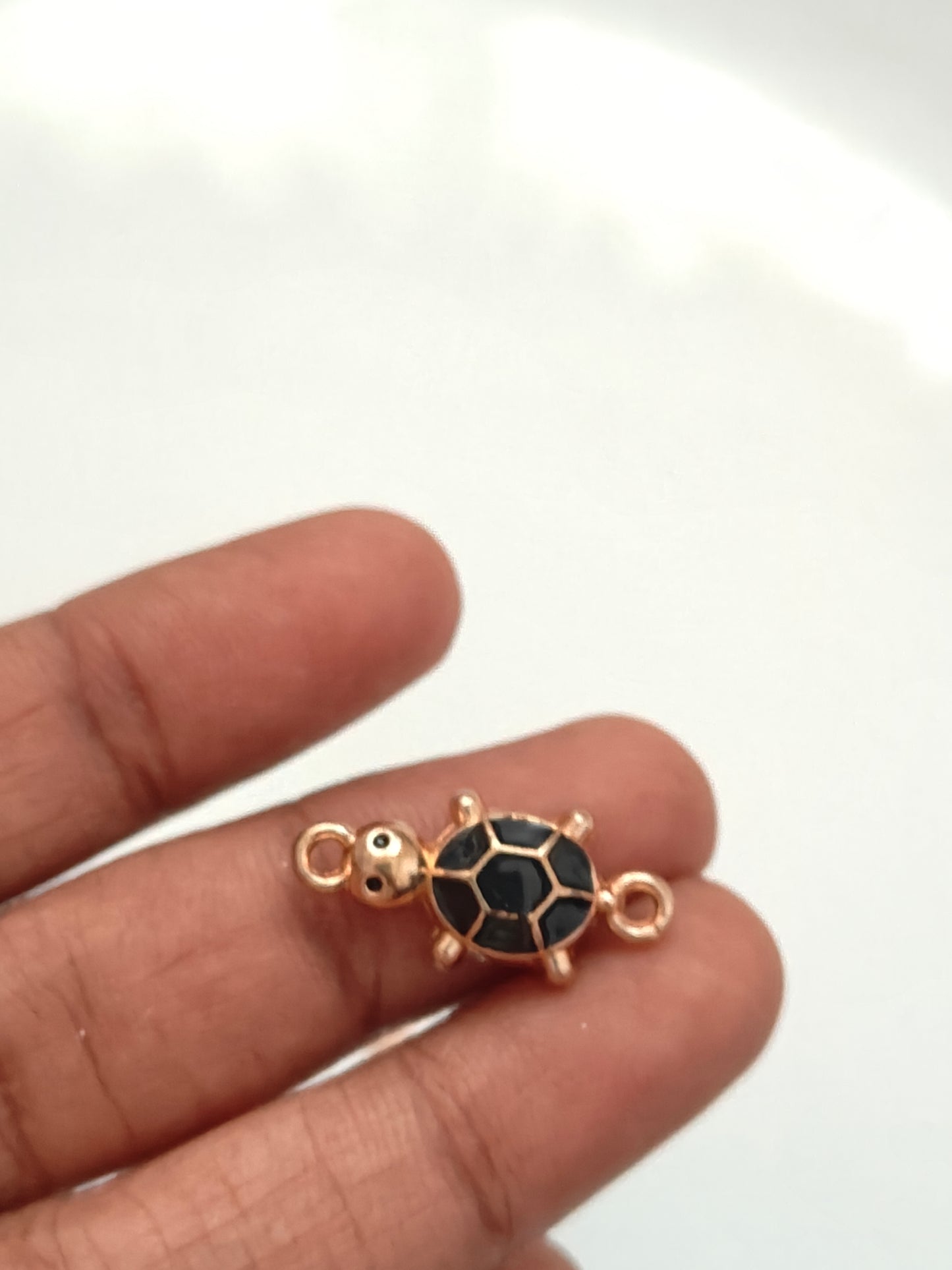 Turtle Enamel Connector Charm - 1 Piece