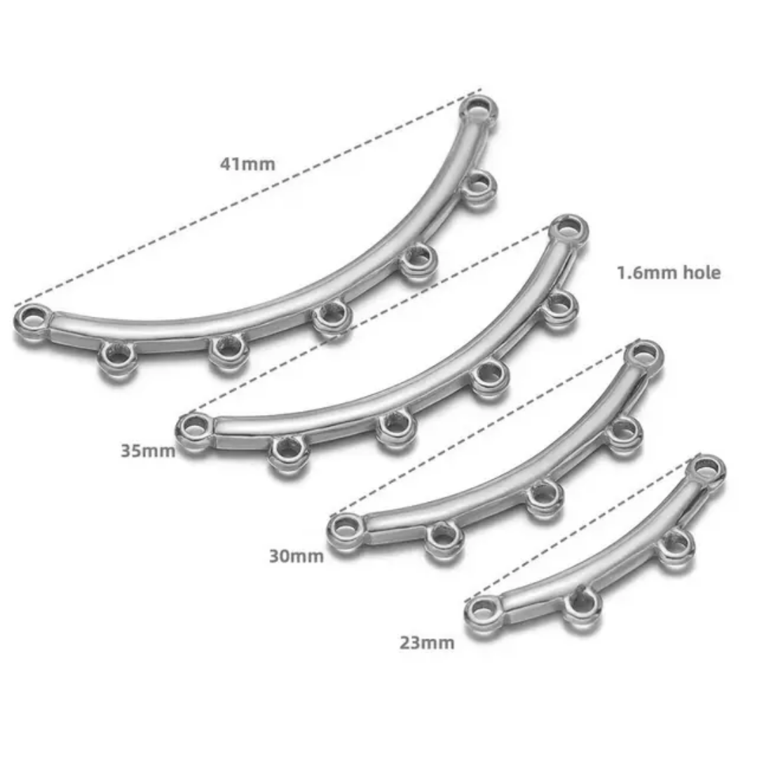 Stainless Steel Bend Multi Loop Connector Charm - 1 Piece