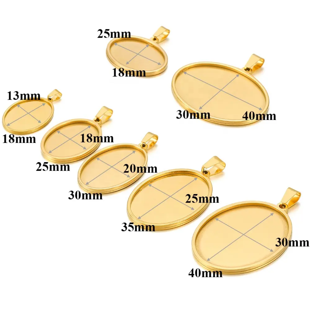 Oval Cabochon 18*25mm Base SS 18k Gold PVD Plated - 1 Piece