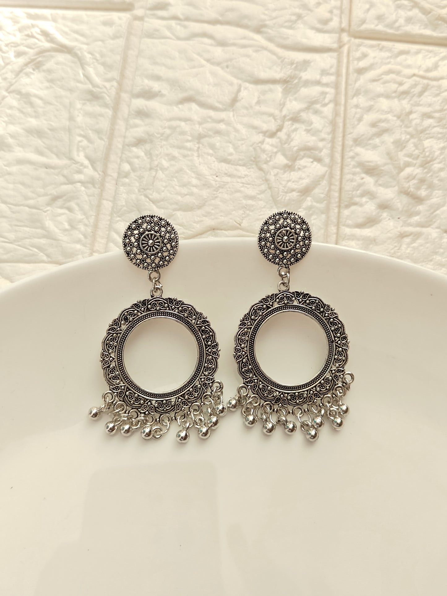 Silver Round 22mm Jhumka Base - 1 Pair