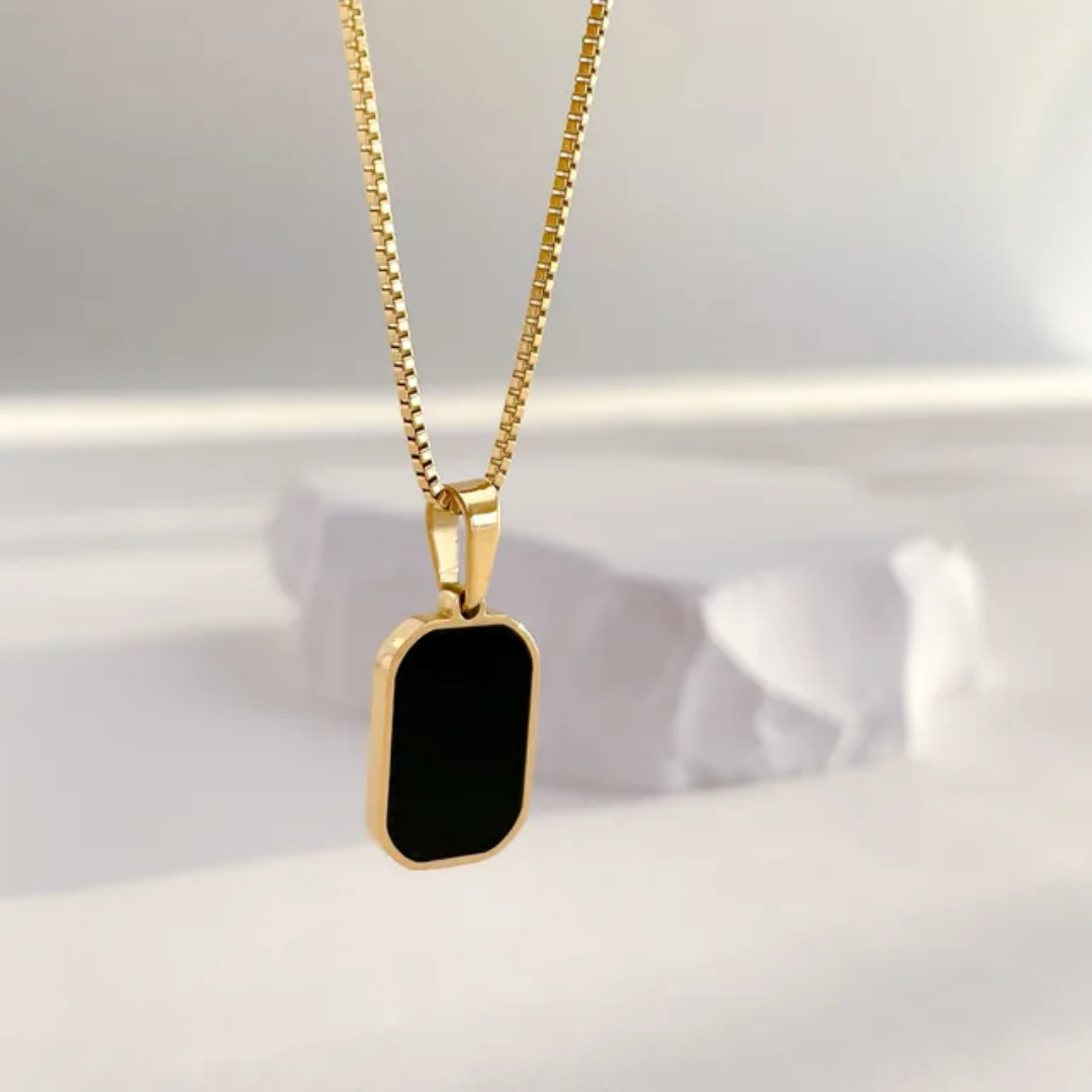 Black Rectangle Pendant Chain
