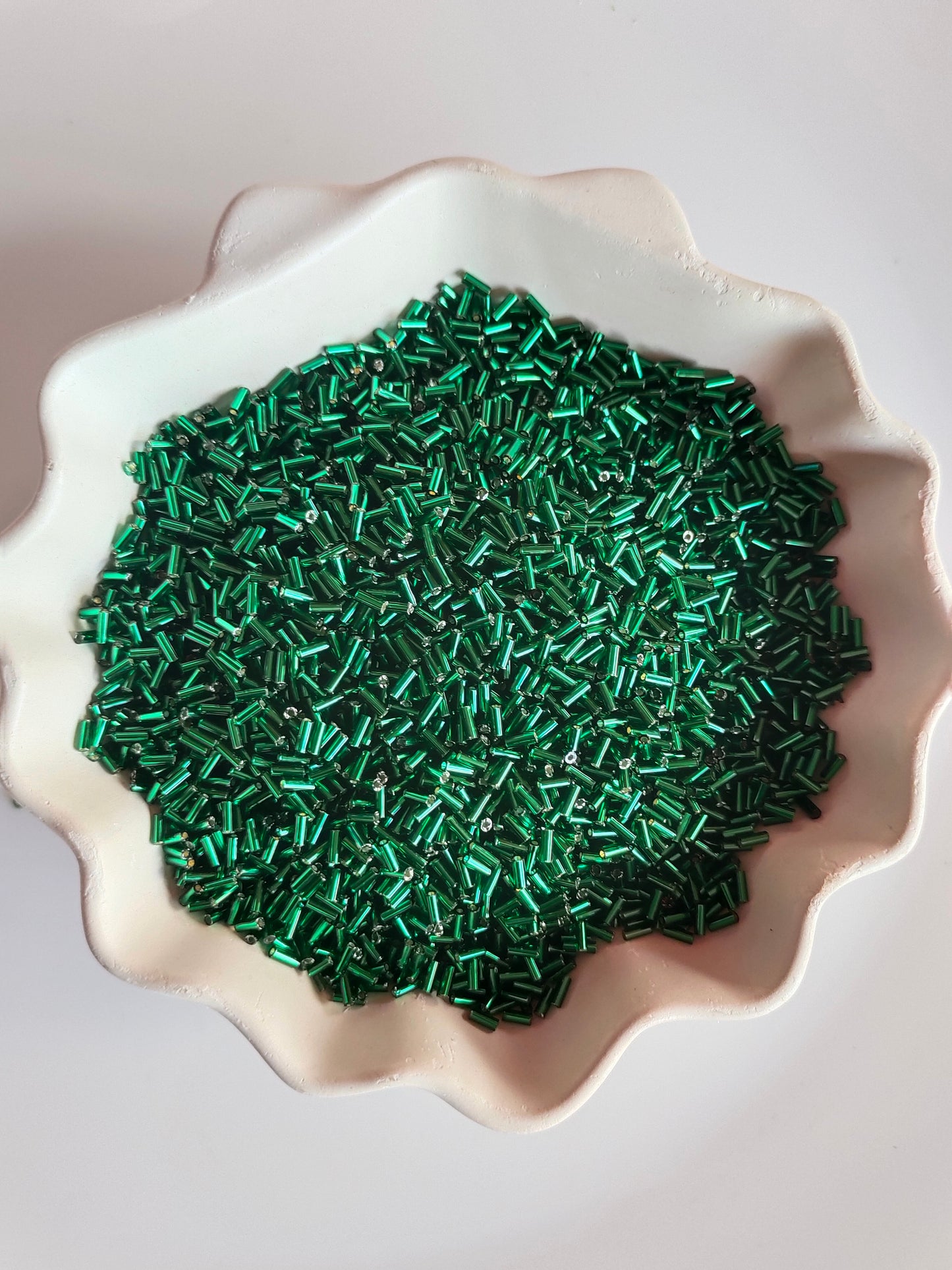 Dark Green Tube Seed Beads 10g