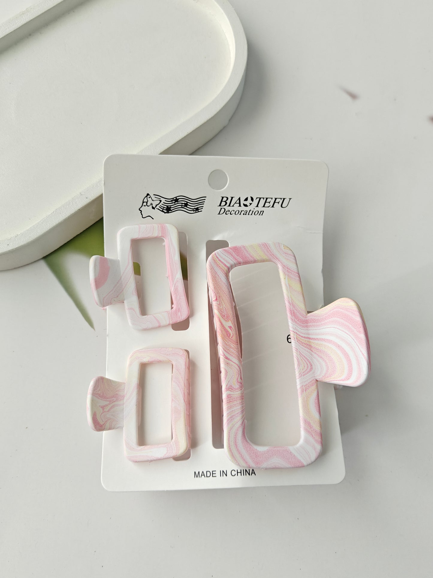 Rectangle Marble Effect Claw Combo Set