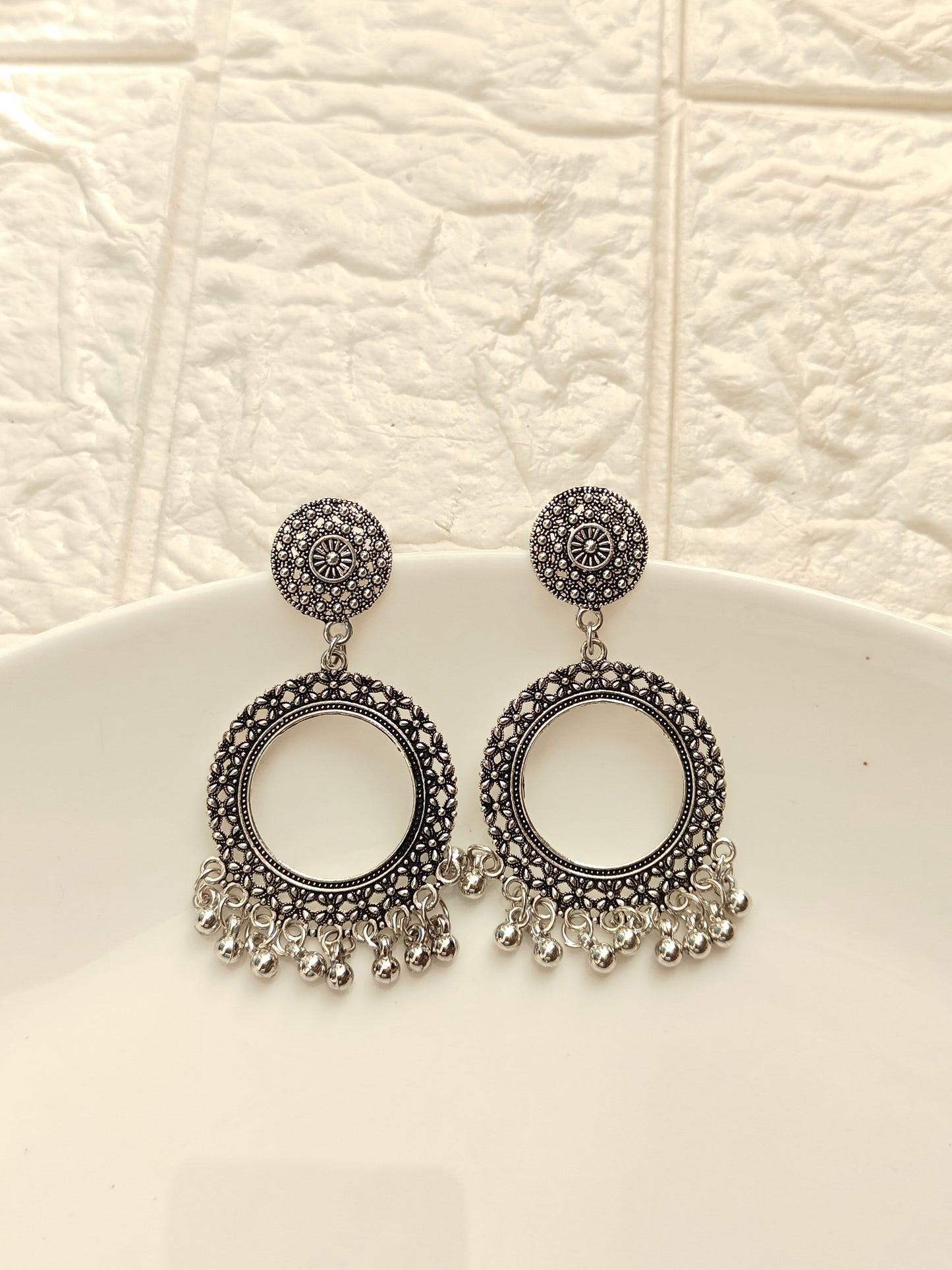 Silver Round 22mm Jhumka Base - 1 Pair
