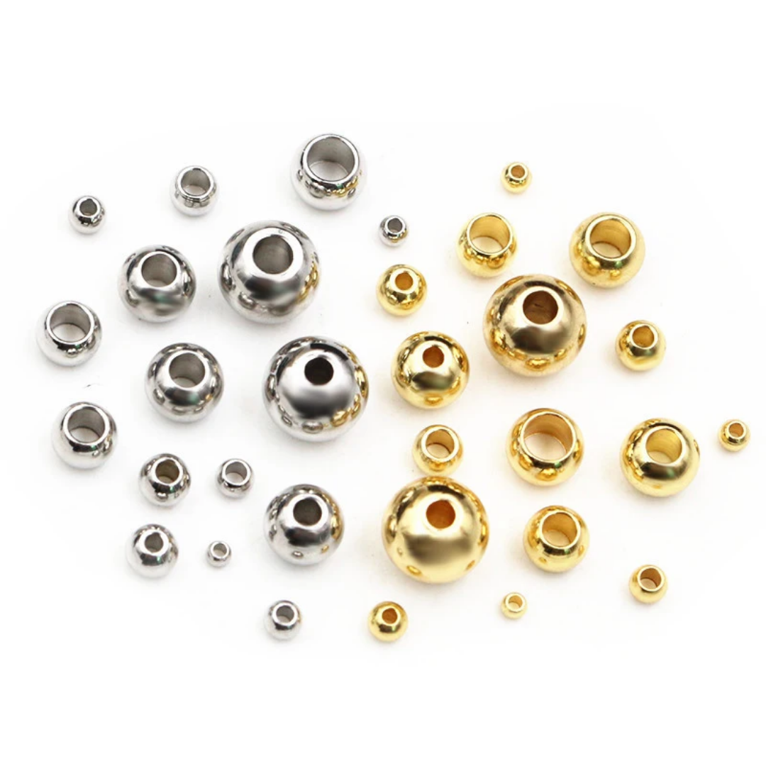Stainless Steel Round Spacer Beads - Pack of 10 Pieces