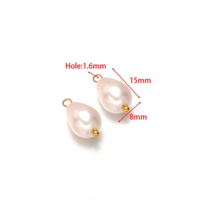 Pink Drop Pearl Charm - 1 Piece