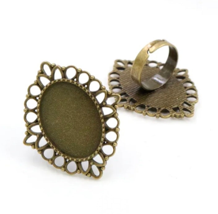 Vintage Brass Oval Rings 18*25mm - Design 12