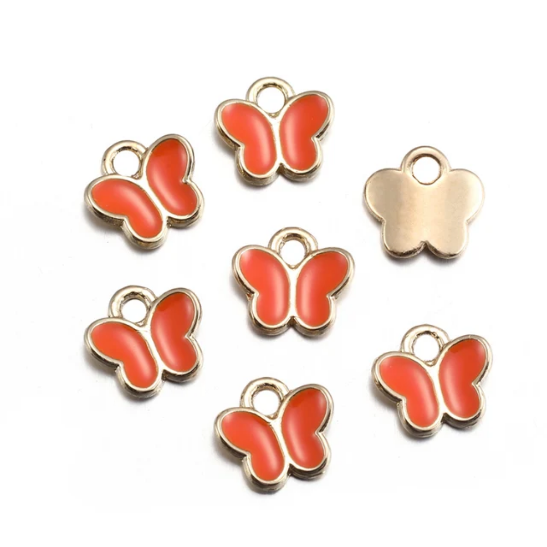 Mini Butterfly Enamel Charm 8mm - 1 Piece