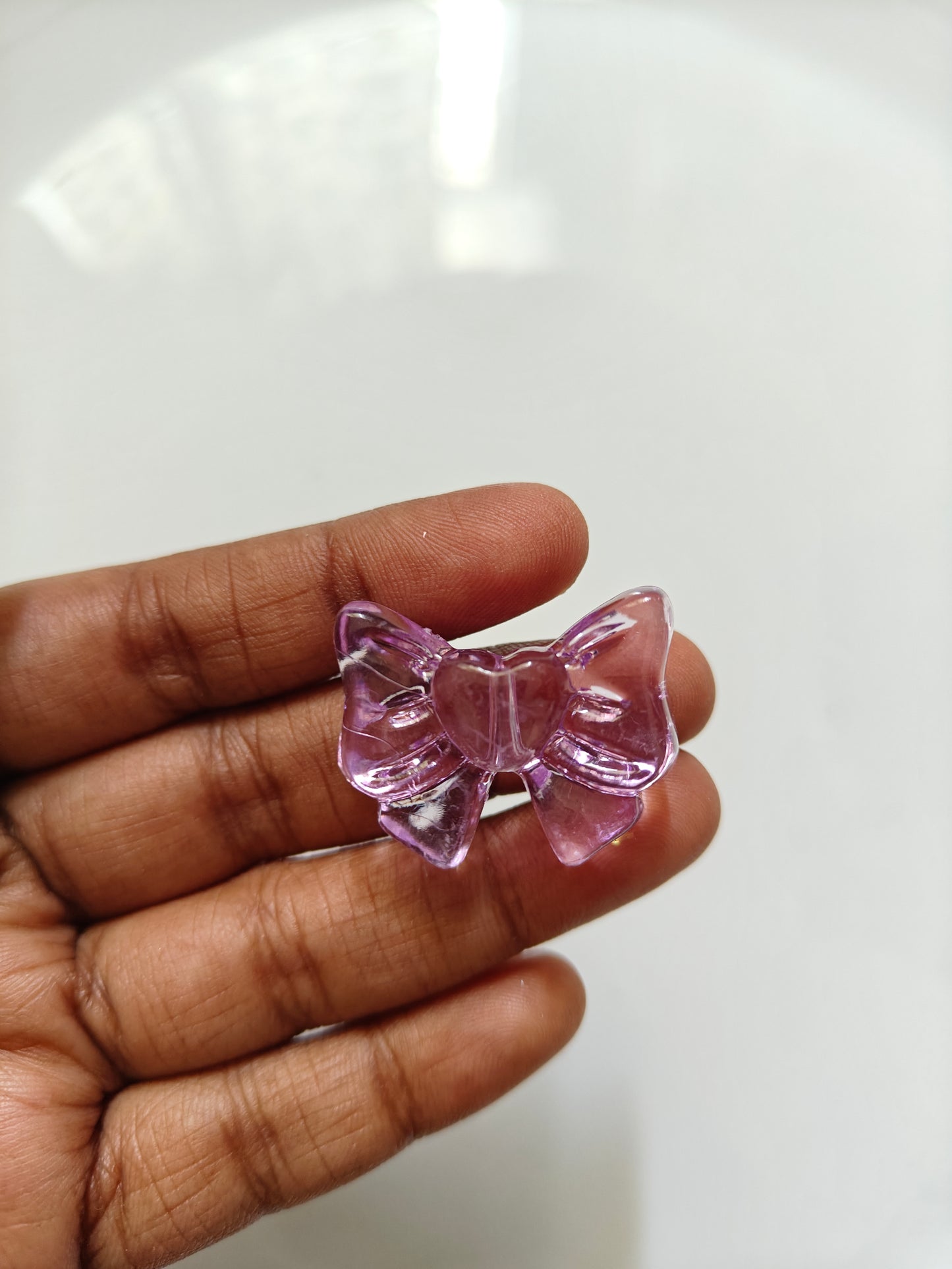Acrylic Big Heart Bow Bead - Random 10 Pcs