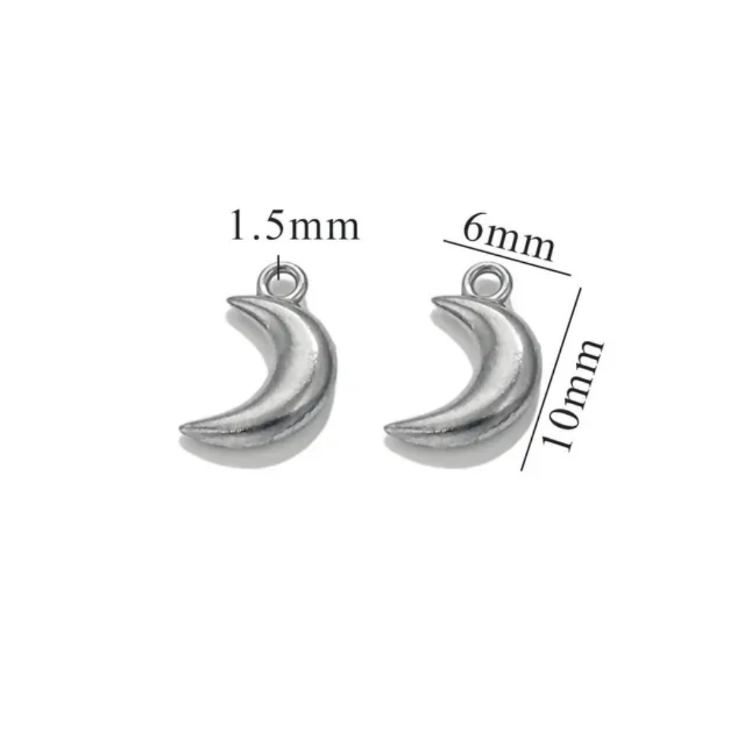 Mini Crescent Bubble Stainless Steel Charm - 1 Piece