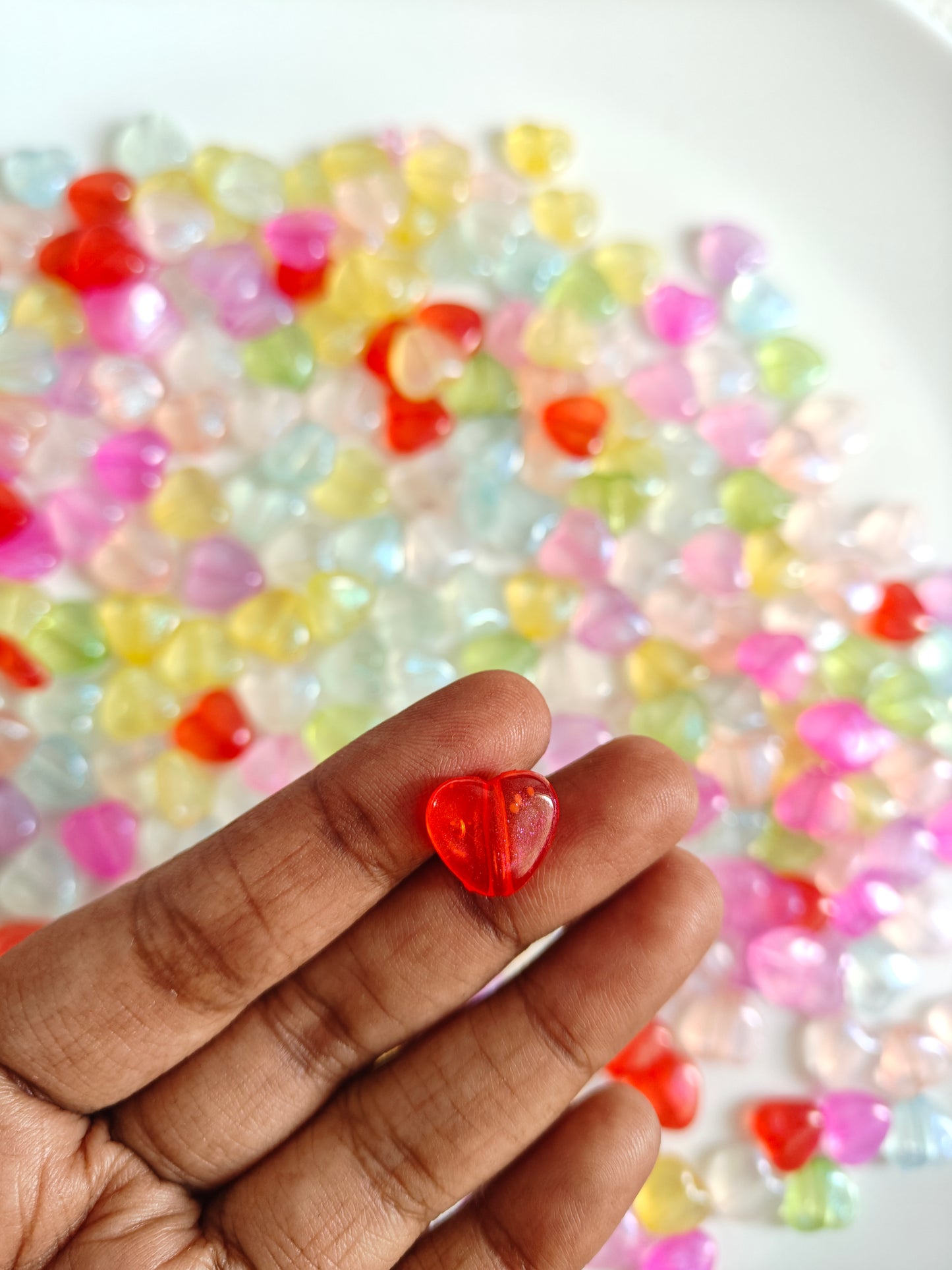 Glow In Dark Heart Beads 20g (45-50 pieces)
