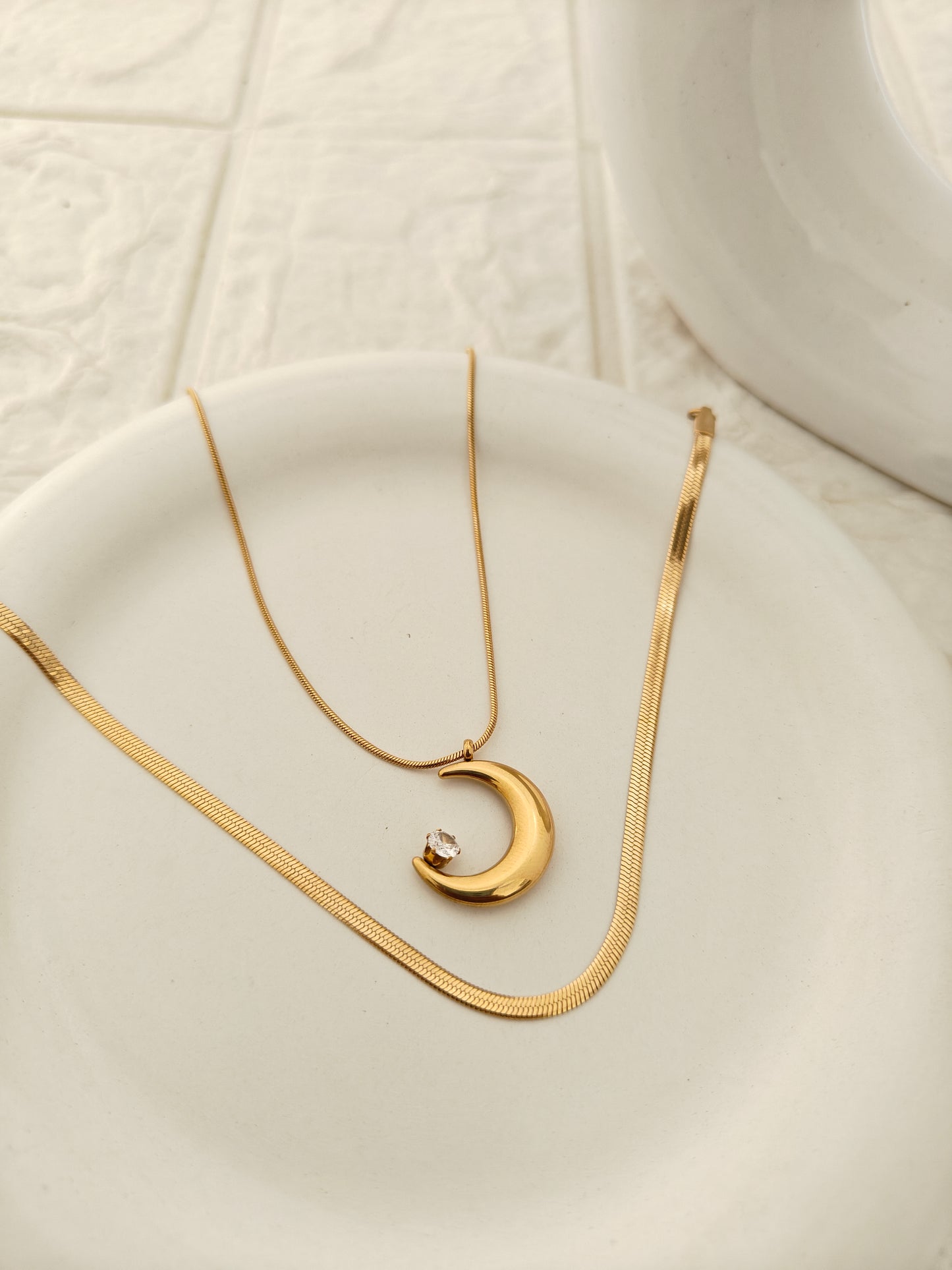 Crescent Detachable Layered Necklace