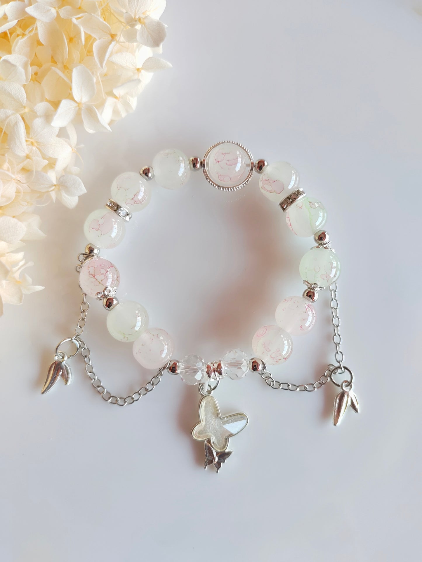 Elara Butterfly Charm Bracelet - Light Pink