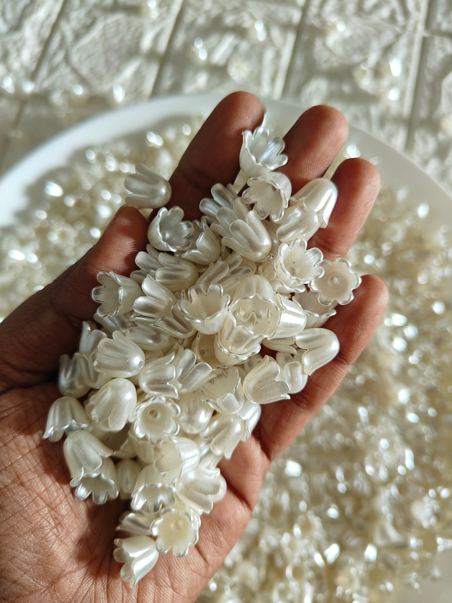 Off White Tulip Beads - 20 grams