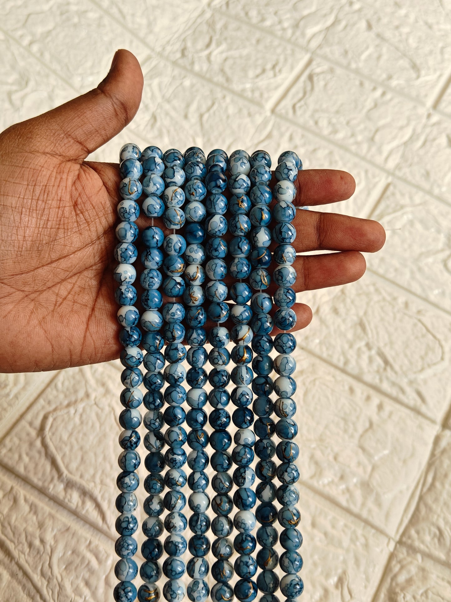 Marble Beads D.Blue - approx. 100 beads