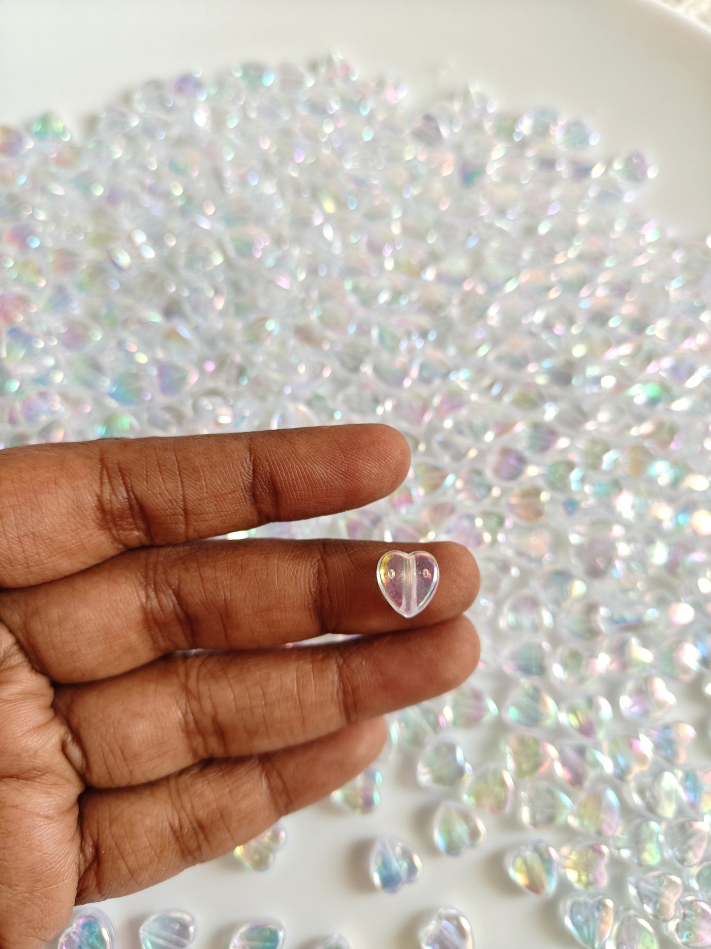 Rainbow Heart Beads - 20g (approx. 90-100 pieces)