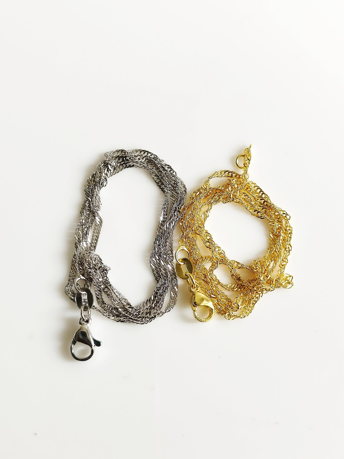 14k Gold / Rhodium Plated Waterwave Chain with connectors - 45cms