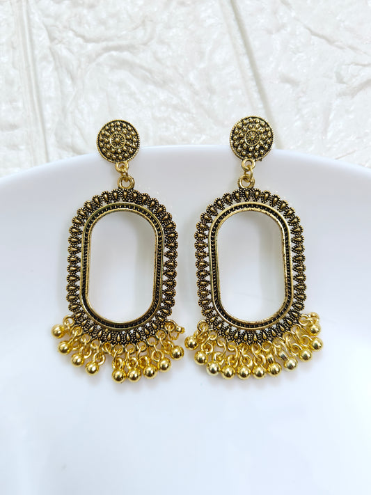 Gold Oval Jhumka Base - 1 Pair