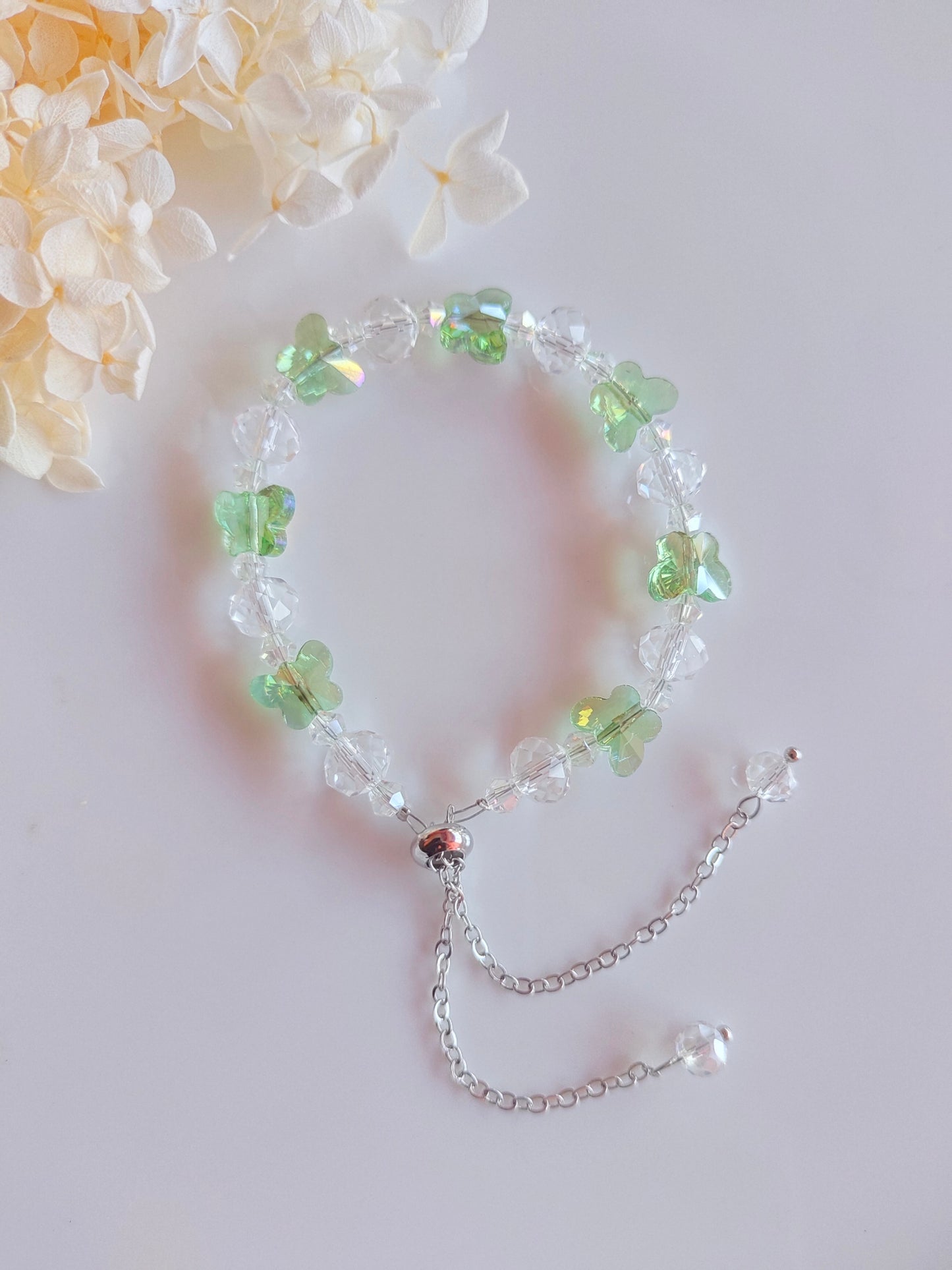 Crystal Butterfly Bracelet - Green