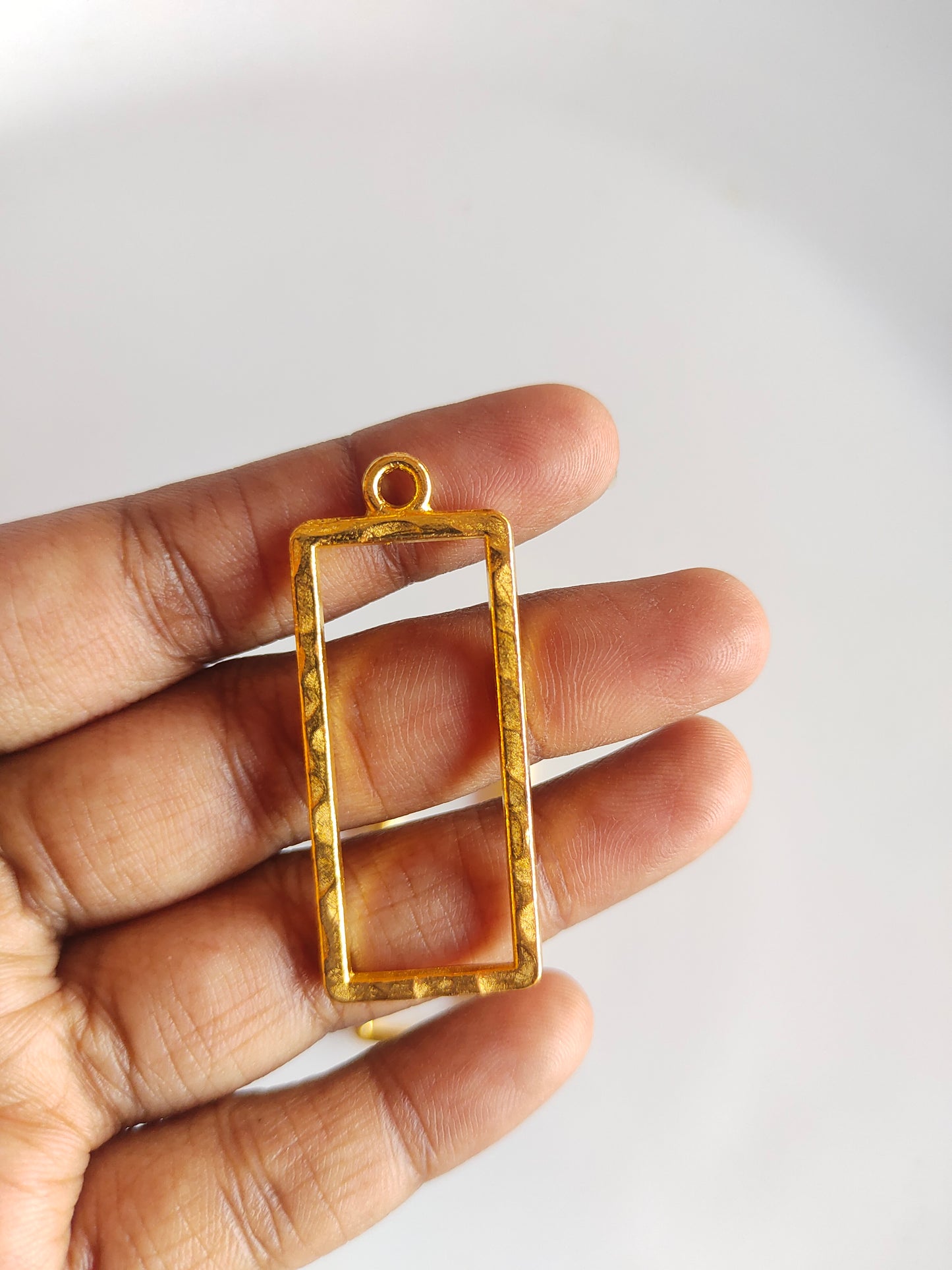 Gold Rectangle Hammered Bezel - 1 Piece