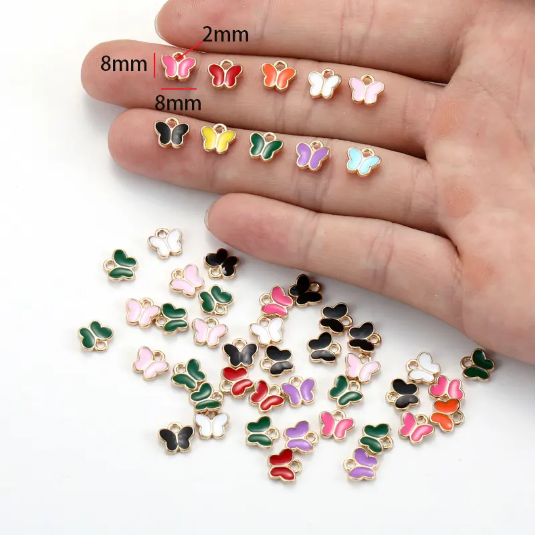 Mini Butterfly Enamel Charm 8mm - 1 Piece
