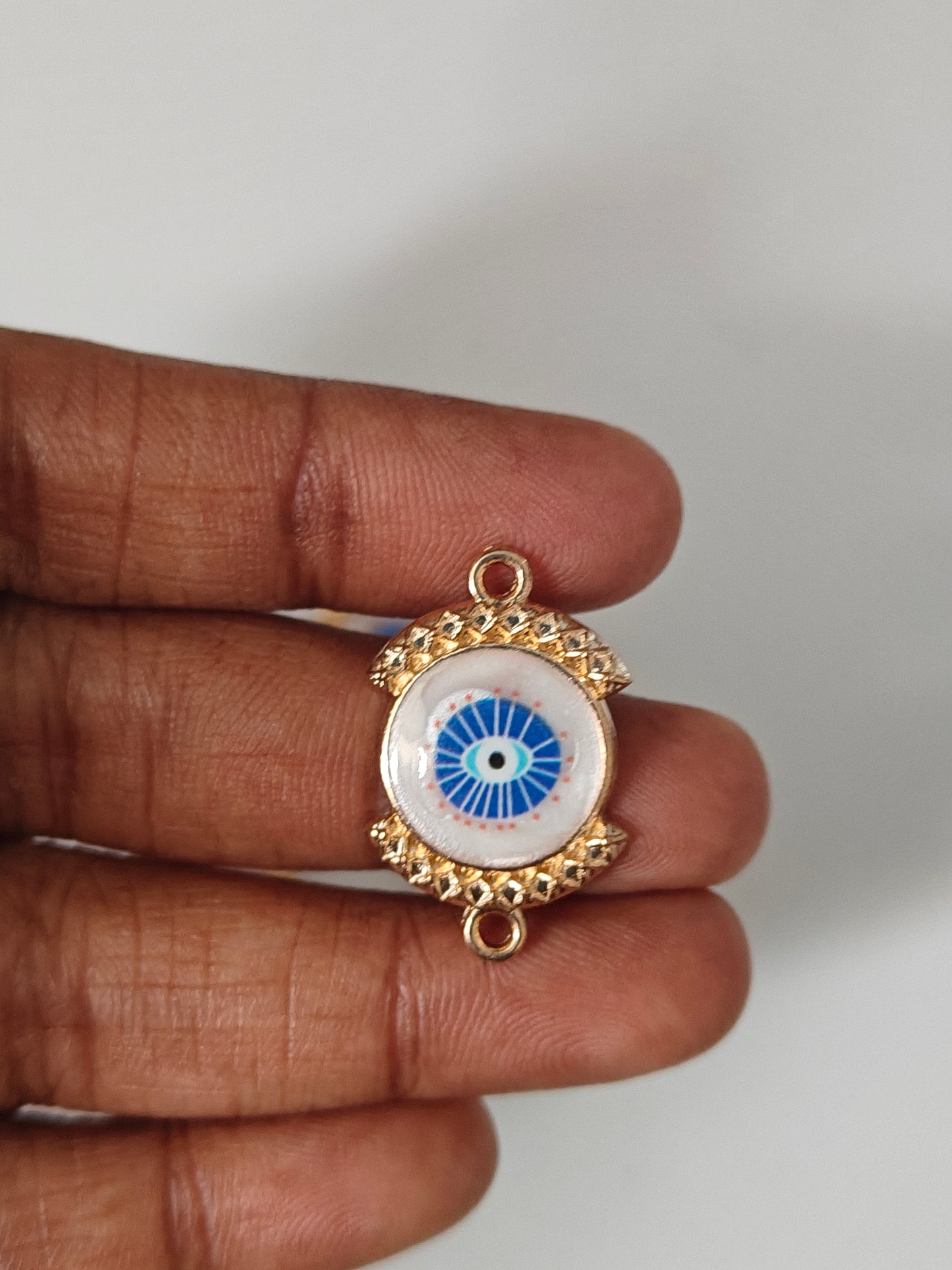 Round Evil Eye Connector Charm - 1 Piece
