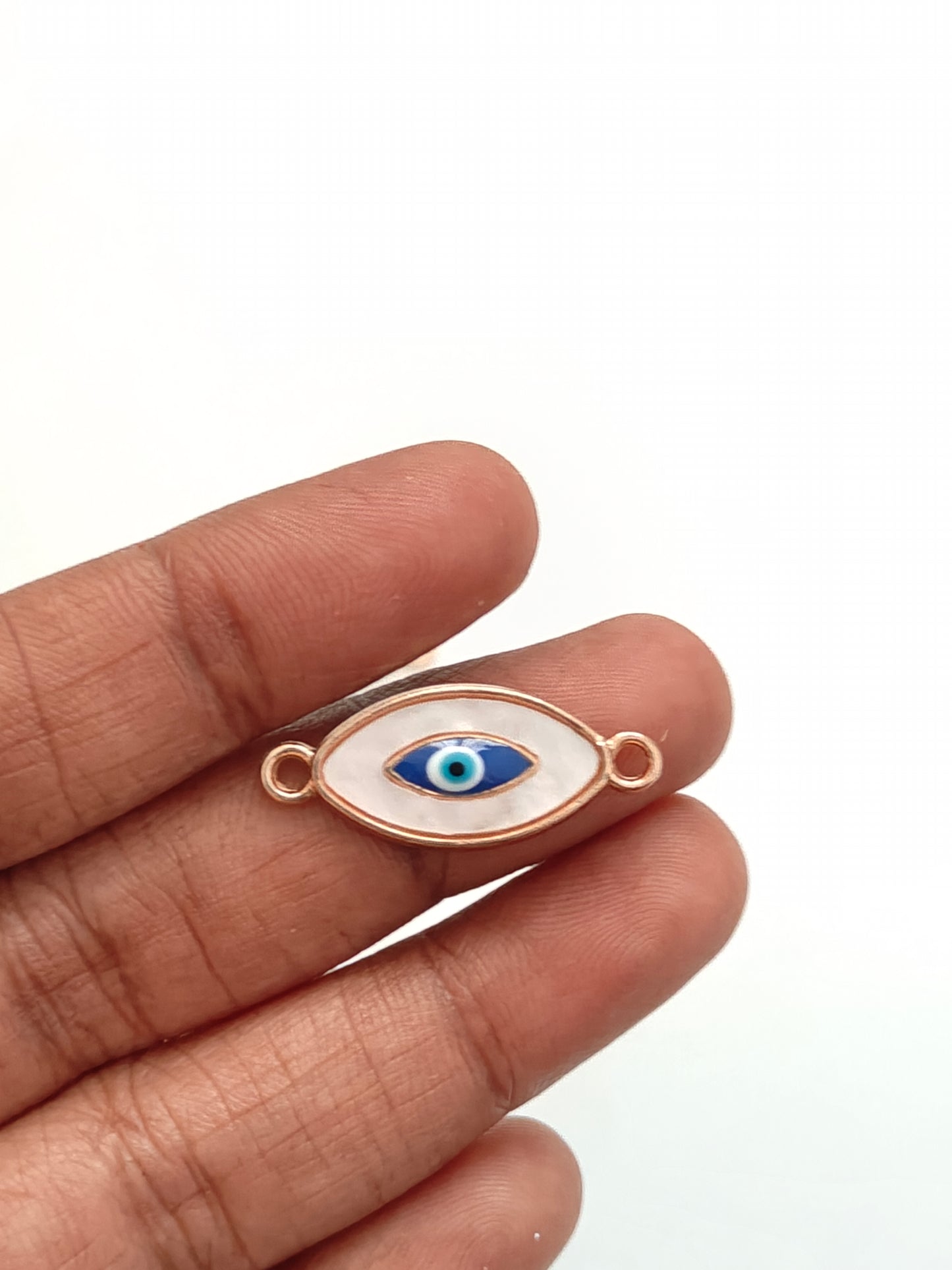 Evil Eye Enamel Connector Charm - 1 Piece