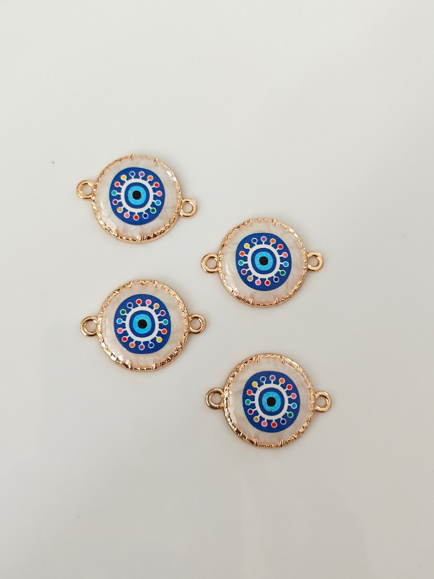Round Evil Eye Connector Charm - 1 Piece