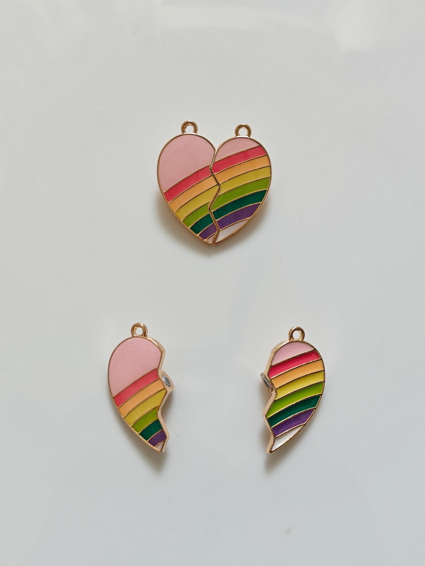 Rainbow Heart Magnetic Connector Charm - 1 Piece