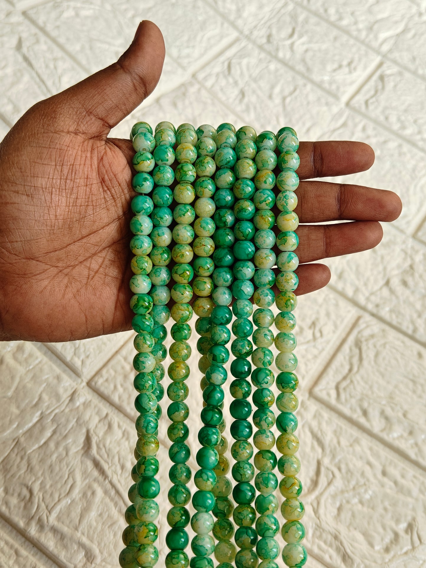 Marble Beads Light Green - approx. 100 beads